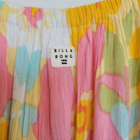 NEW BILLABONG BOHO FLORAL GIRLS SUMMER BEACH DRESS L LARGE NWT CORAL PINK YELLOW - Picture 5 of 7